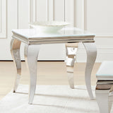 Carone Square Glass Top End Side Table Black and Chrome