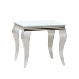 Carone Square Glass Top End Side Table Black and Chrome