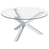 Kenzie Round Tempered Glass Top Cocktail Coffee Table Chrome