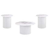 Rowena Coffee and End Table Set White Faux Marble