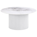Rowena Round Sintered Stone Coffee Table White Faux Marble