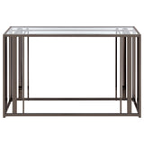 Adri Glass Top Entryway Sofa Console Table Black Nickel