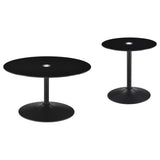 Ganso Round Glass Top Coffee and End Table Set Black