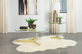 Janessa Acrylic Coffee and End Table Set Matte Brass