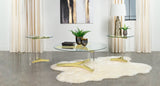 Janessa Acrylic Coffee and End Table Set Matte Brass
