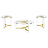 Janessa Acrylic Coffee and End Table Set Matte Brass