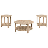 Fowler Round Coffee and End Table Set Natural