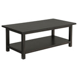 Payne Wood Coffee Table with Shelf Distressed Brown
