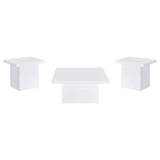 Devar 3-piece Square Coffee End Table Set White High Gloss