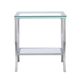 Saide Square Glass Top Side End Table Chrome