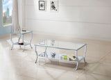 Saide Glass Top Coffee and End Table Set Chrome