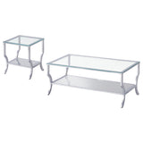 Saide Glass Top Coffee and End Table Set Chrome