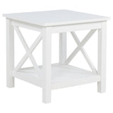 Skyview Square Pine Wood Side End Table with Shelf White
