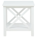 Skyview Square Pine Wood Side End Table with Shelf White