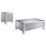 Gillian Mirrored Coffee and End Table Set Silver