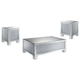 Gillian Mirrored Coffee and End Table Set Silver