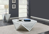 Amore Mirrored Coffee and End Table Set Silver