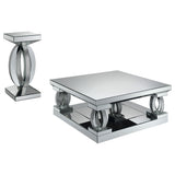 Amalia Mirrored Coffee and End Table Set Silver