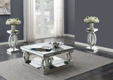Amalia Mirrored Coffee and End Table Set Silver