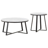 Hugo Coffee and End Table Set White Faux Marble