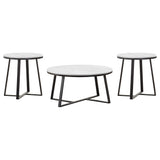 Hugo Coffee and End Table Set White Faux Marble
