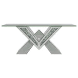 Taffeta Glass Top Mirrored Acrylic Coffee Table Silver