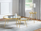 Kaelyn Round Coffee and End Table Set Gold