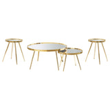 Kaelyn Round Coffee and End Table Set Gold