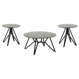 Hadi Round SmartTop Coffee and End Table Set Cement