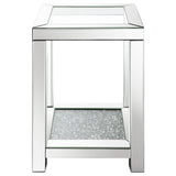 Valentina 1-shelf Square Glass Top Side End Table Silver