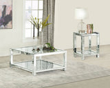 Valentina Mirrored Coffee and End Table Set Silver