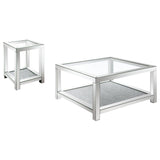 Valentina Mirrored Coffee and End Table Set Silver
