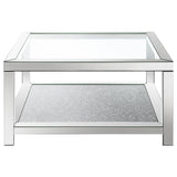 Valentina 1-shelf Square Glass Top Coffee Table Silver