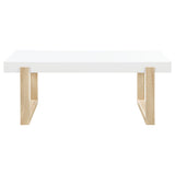 Pala Rectangular Coffee Table White High Gloss and Natural