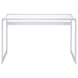Hartford 47-inch Glass Top Writing Desk Chrome