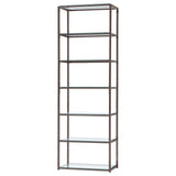 Kate 78-inch 5-shelf Glass Bookshelf Black Nickel