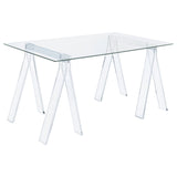 Amaturo 59-inch Glass Top Acrylic Writing Desk Clear