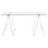 Amaturo 59-inch Glass Top Acrylic Writing Desk Clear