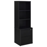 Westpark 3-shelf Bookcase USB and Lockable Drawer Black