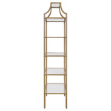 Serena 70-inch 5-shelf Glass Bookshelf Gold