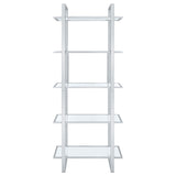Hartford 79-inch 5-shelf Glass Bookshelf Chrome