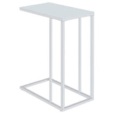 Stella White Glass Top C-Shaped Sofa Side Table Chrome