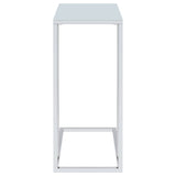 Stella White Glass Top C-Shaped Sofa Side Table Chrome