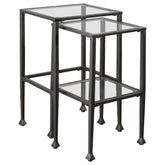 Leilani Glass Top Nesting Table Set Black