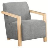 Diego Upholstered Accent Arm Chair with Wood Arms Honey