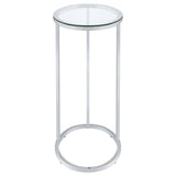 Kyle Oval Glass Top C-Shaped Sofa Side Table Chrome
