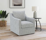 Winter Upholstered Sloped Arm Accent Swivel Chair Beige
