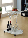 Elfman 2-tier Glass Shelf Metal Bar Cart Black and Chrome