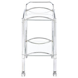 Shadix 2-tier Rectangular Glass Shelf Metal Bar Cart Chrome