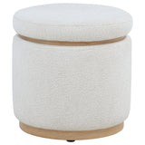 Remuda Boucle Upholstered Round Storage Ottoman Ivory